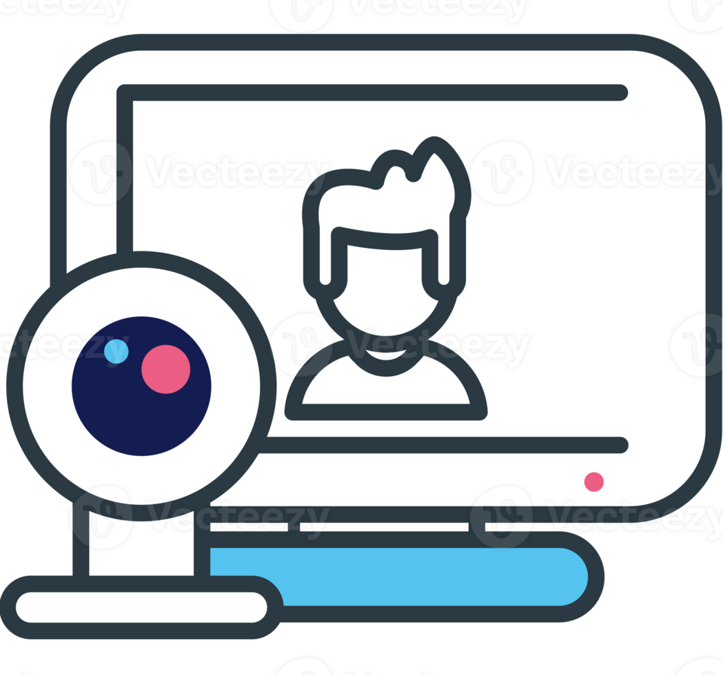 hybrid work by computer with webcam png