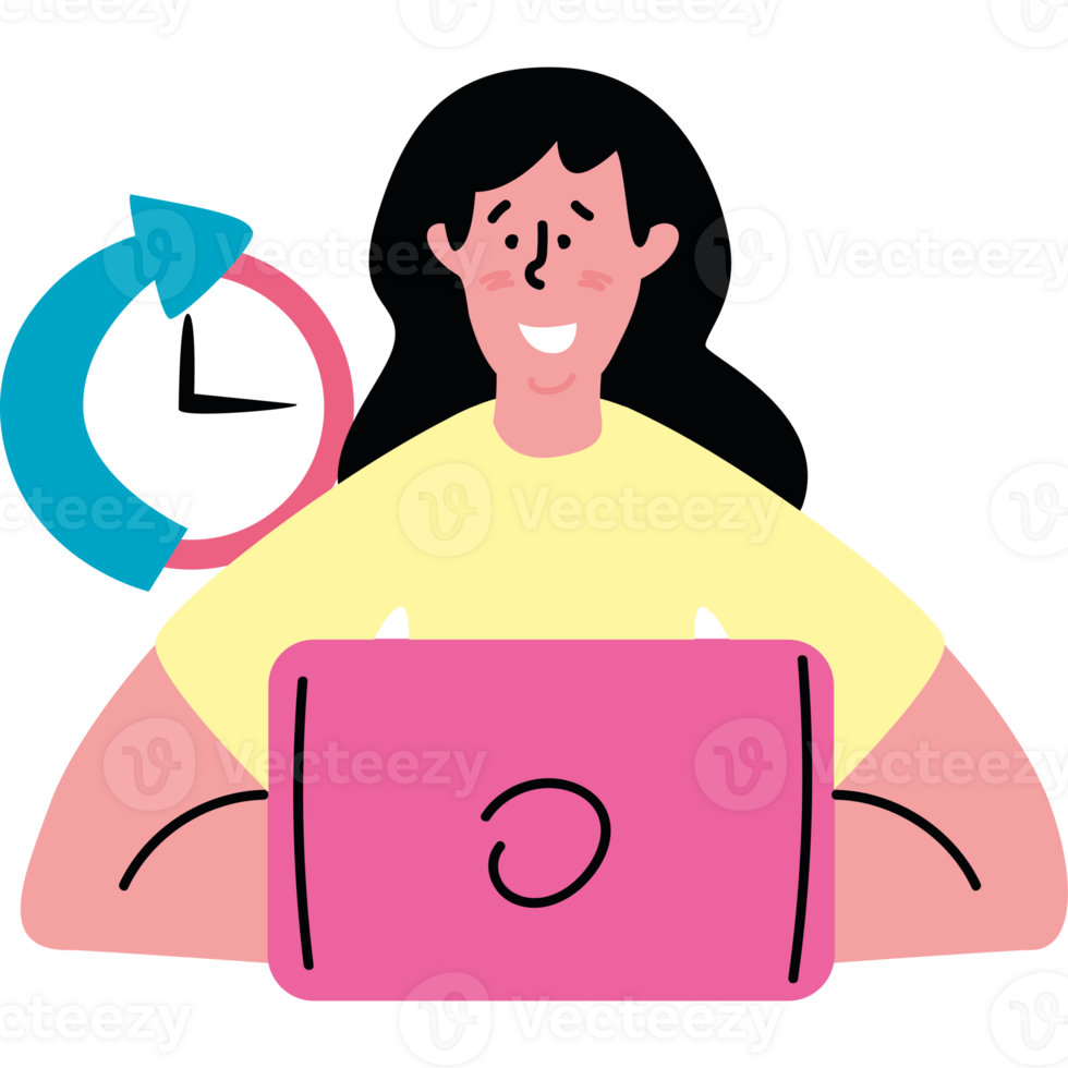 freelance woman working remotely png