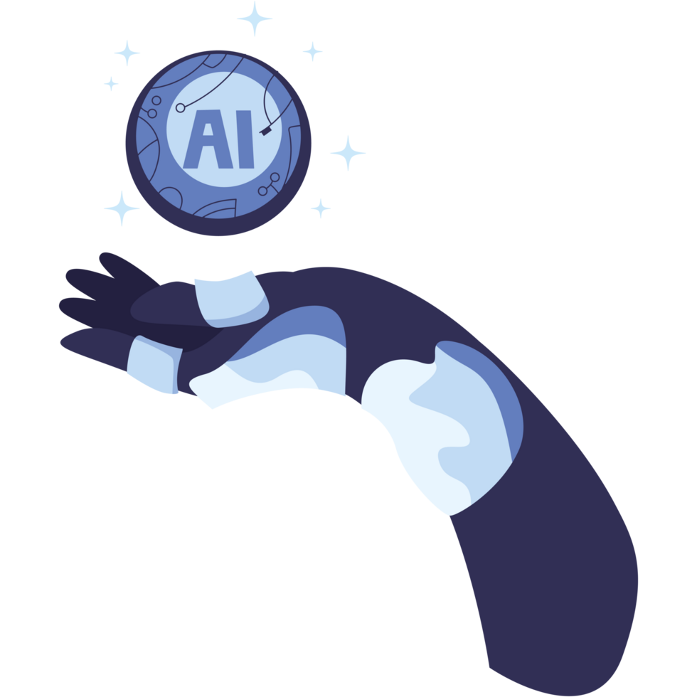 digital ai chip in a robot hand png