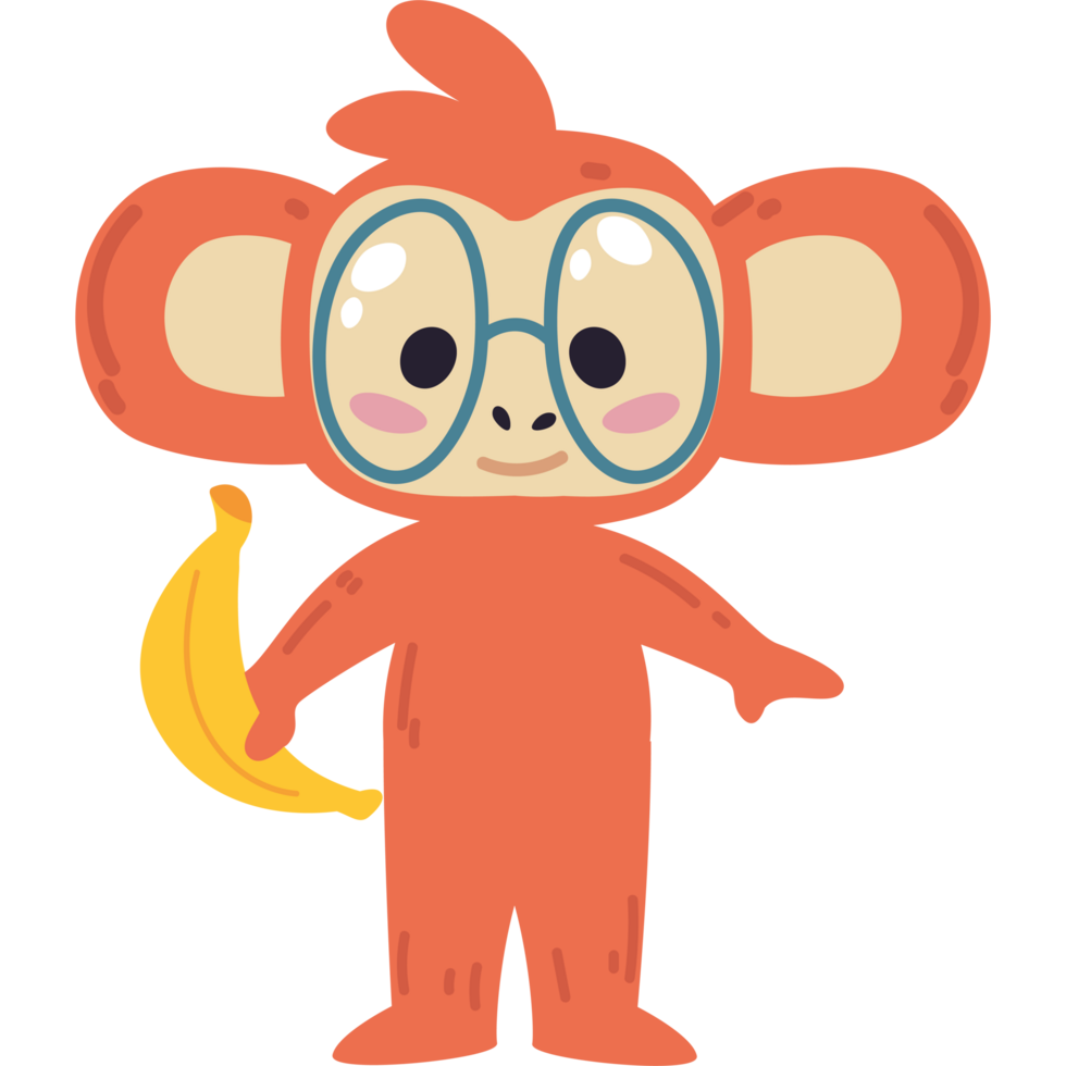 little cute monkey with glasses png