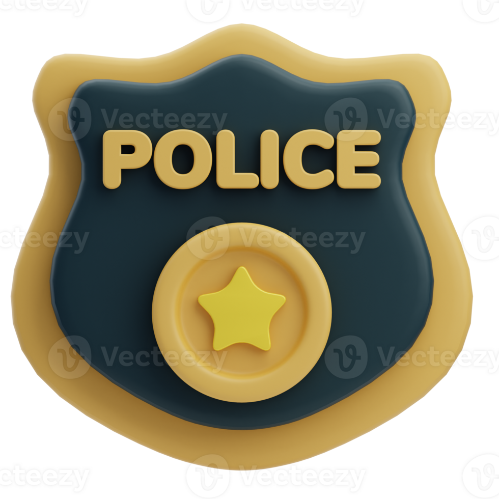 3D Police Badge With Justice Star Icon png