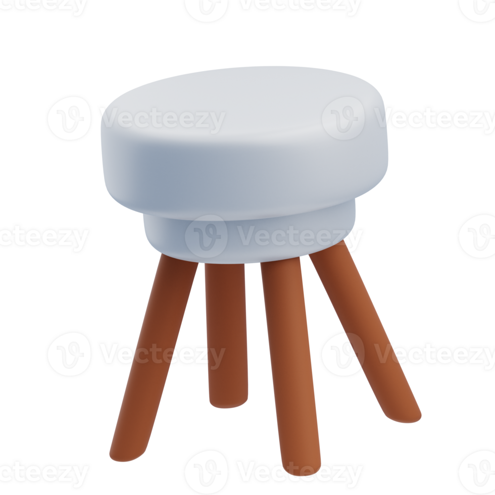 Modern 3D Wooden Legged Stool Design png