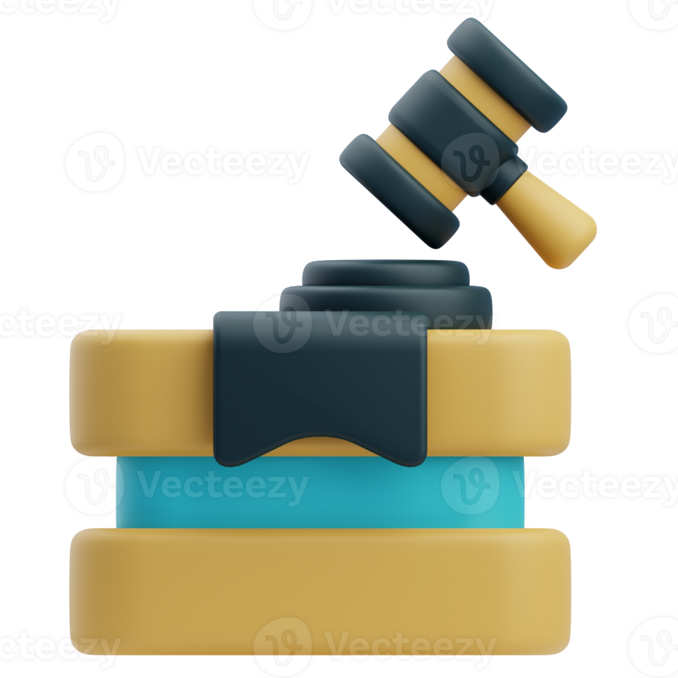 3D Judge Gavel And Block Icon png