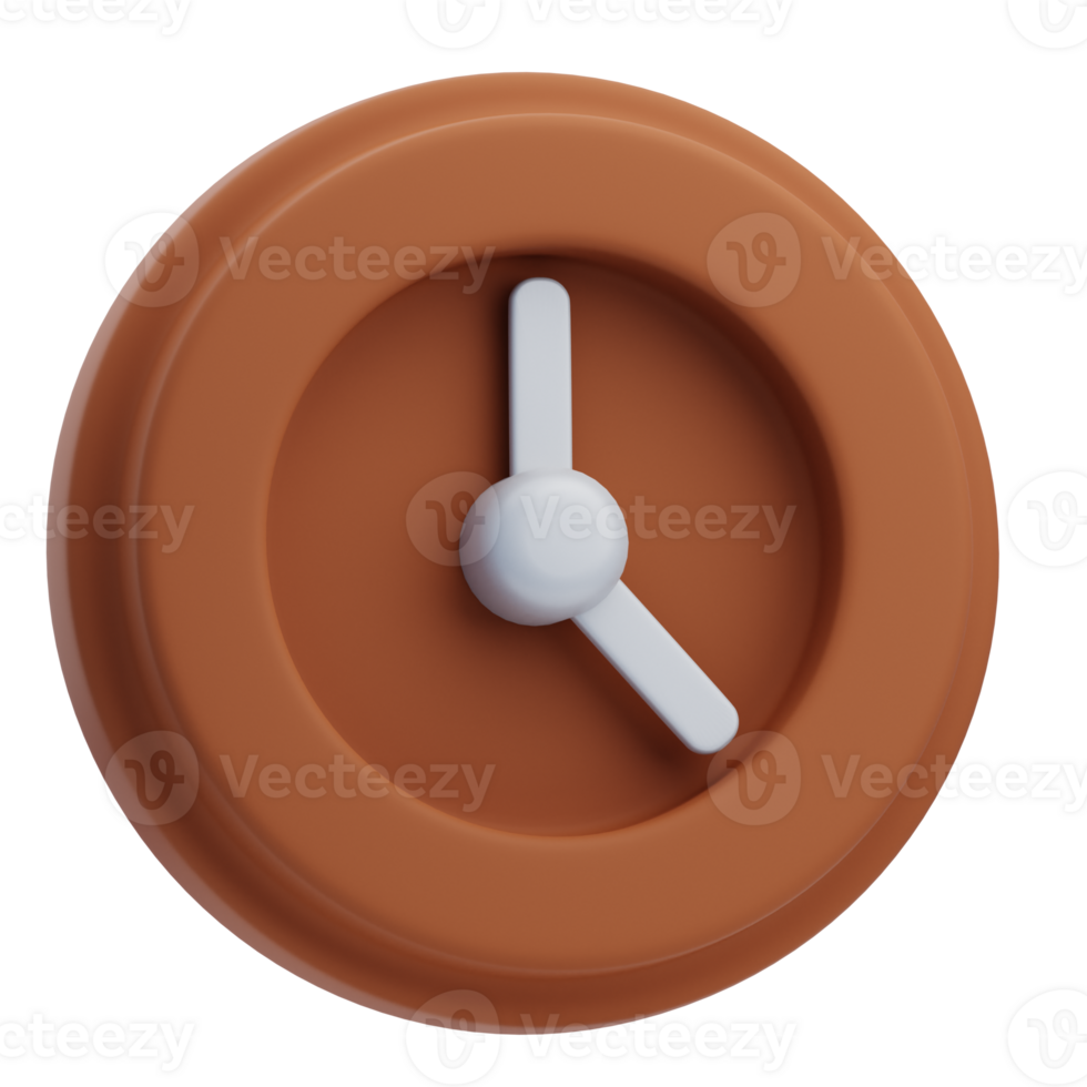 3D Minimalistic Brown Wall Clock Icon png