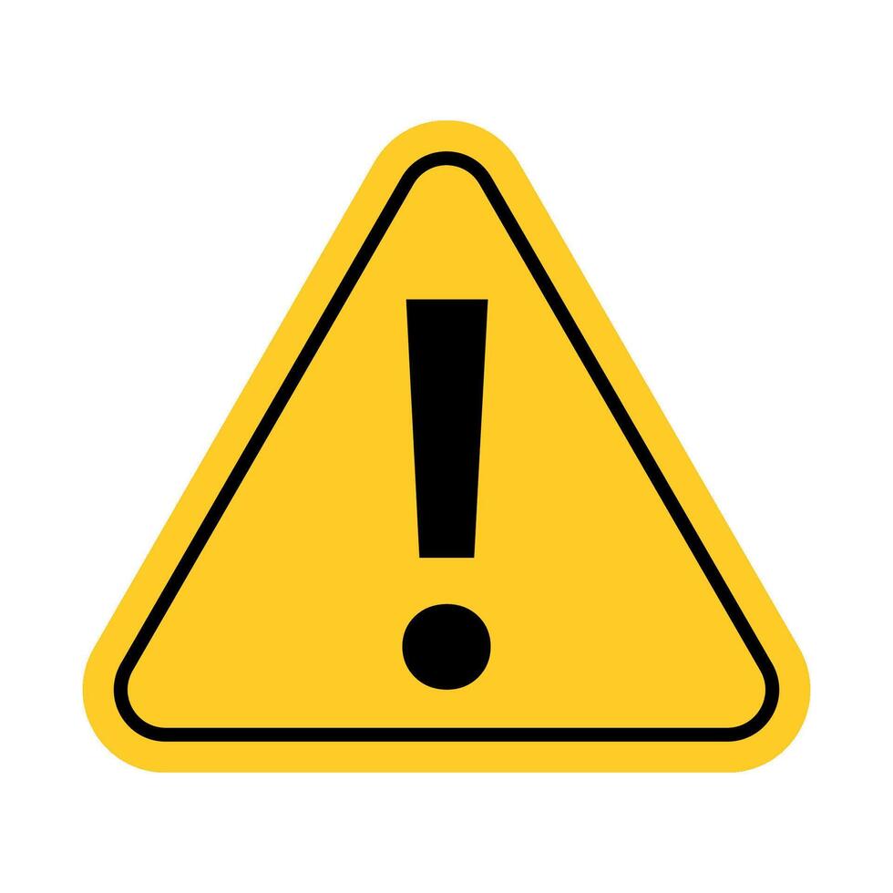 Triangular warning sign in yellow colour. Warning, precaution, attention, alert icon. Warning sign. Exclamation mark. vector