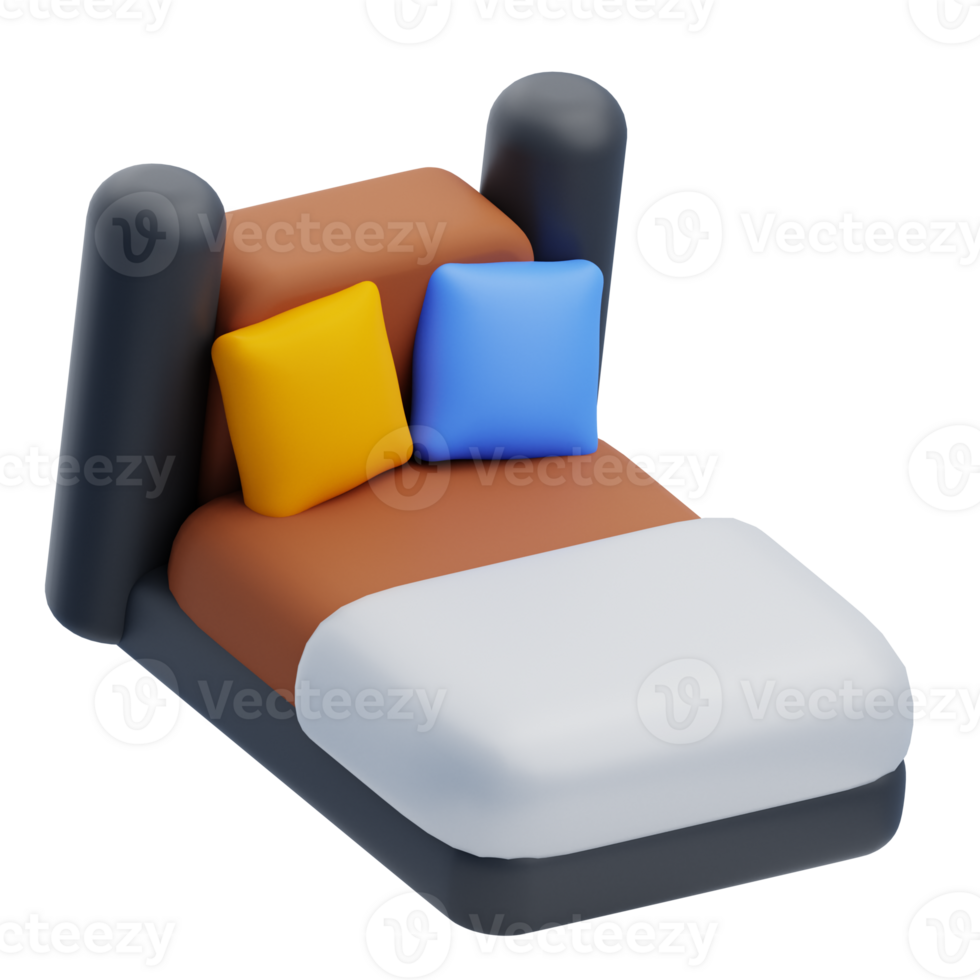 Colorful 3D Bed With Cushions png