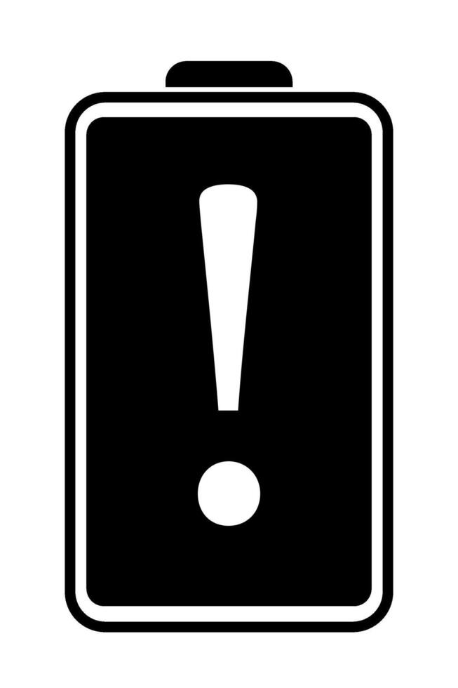 Battery charging icon. Charge level indicator. Black and white illustration. Low charge warning vector