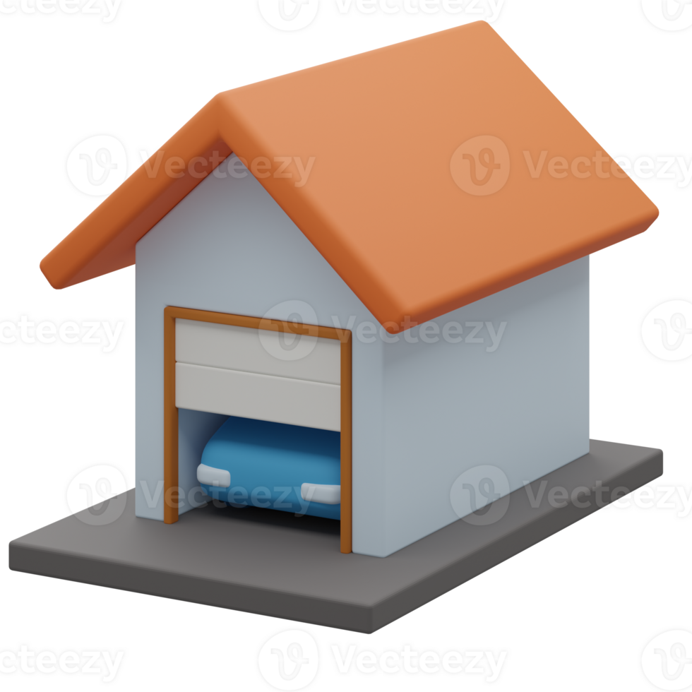 3d garagem dentro casa para real Estado png