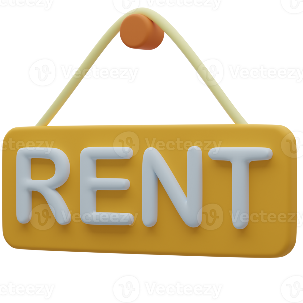 Rent Sign 3D Real Estate Illustration png
