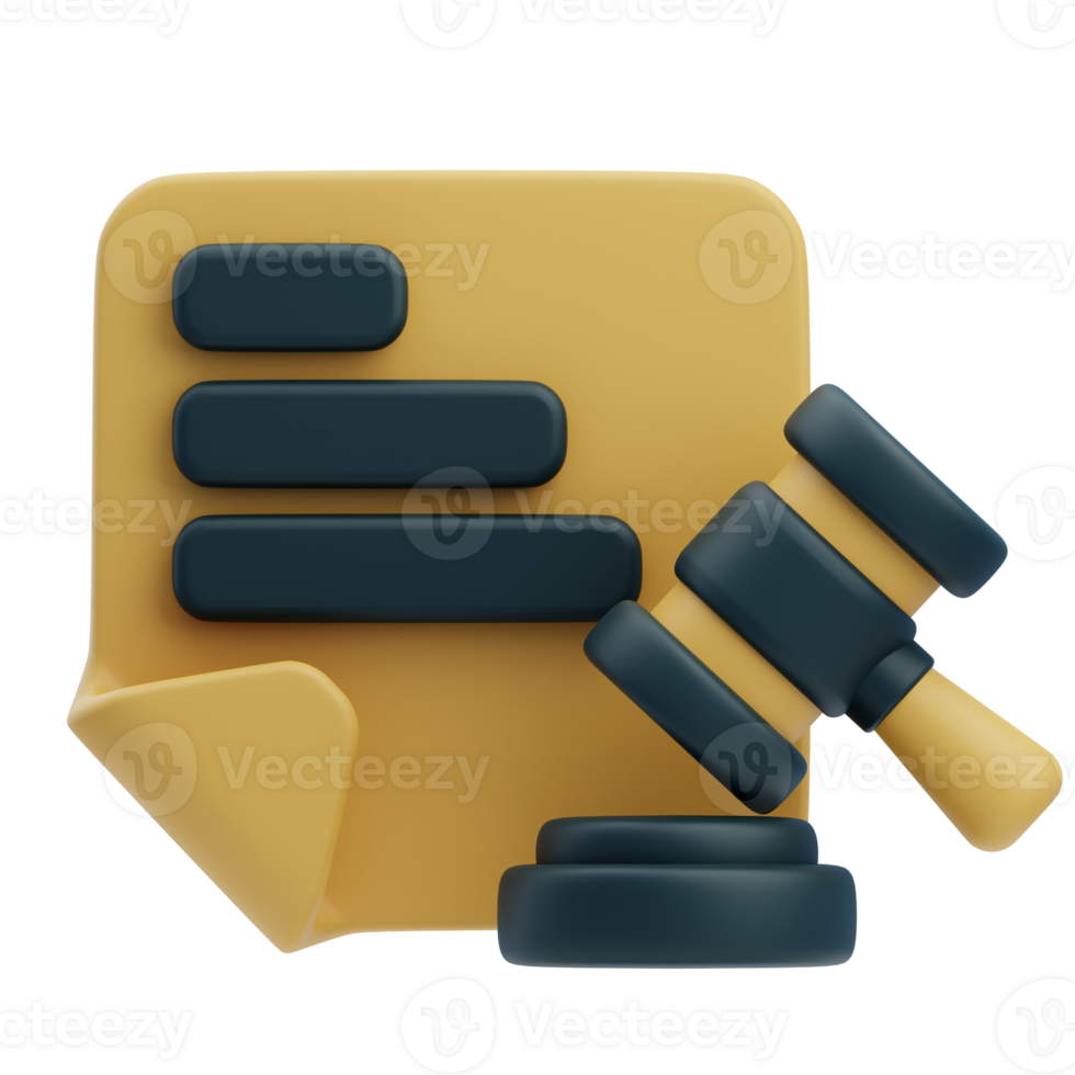 3D Court Document With Judge Gavel png