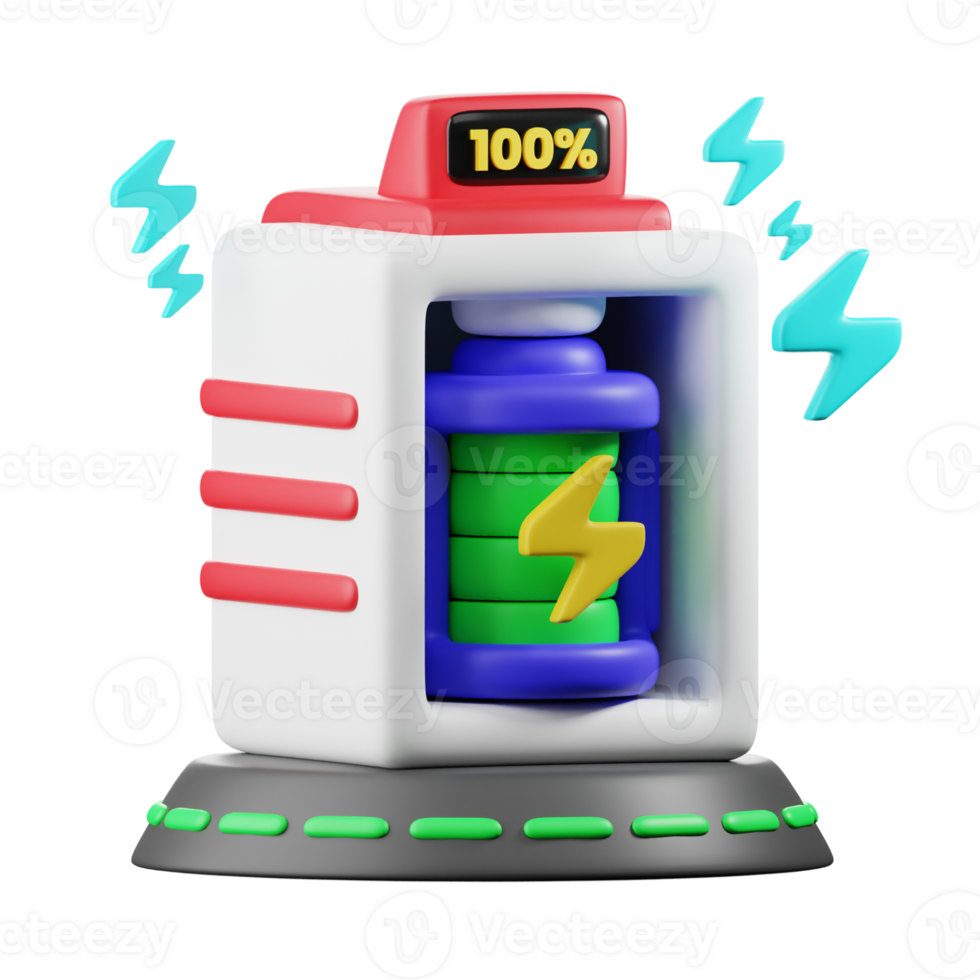 3D Futuristic Virtual Reality Battery Charging Icon png
