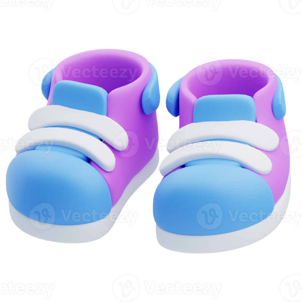 3D Colorful Baby Shoes Illustration png
