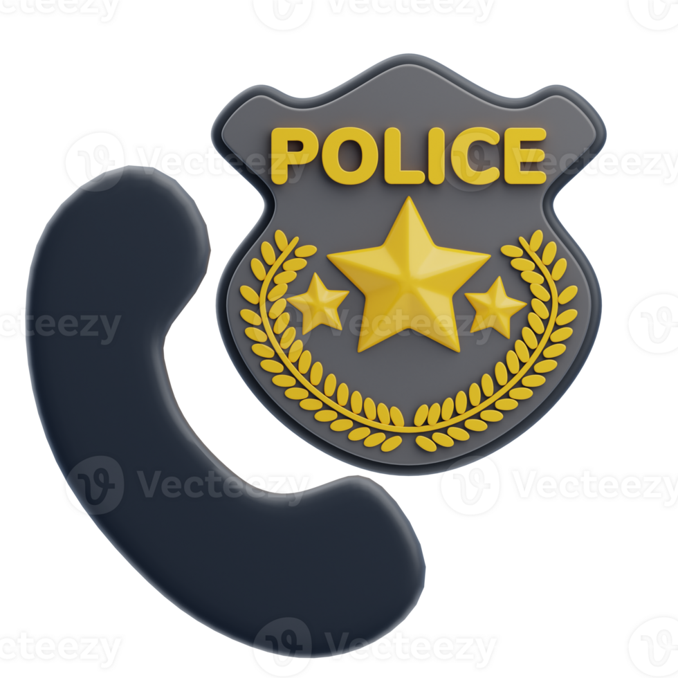 3D Police Call Icon Badge Design png