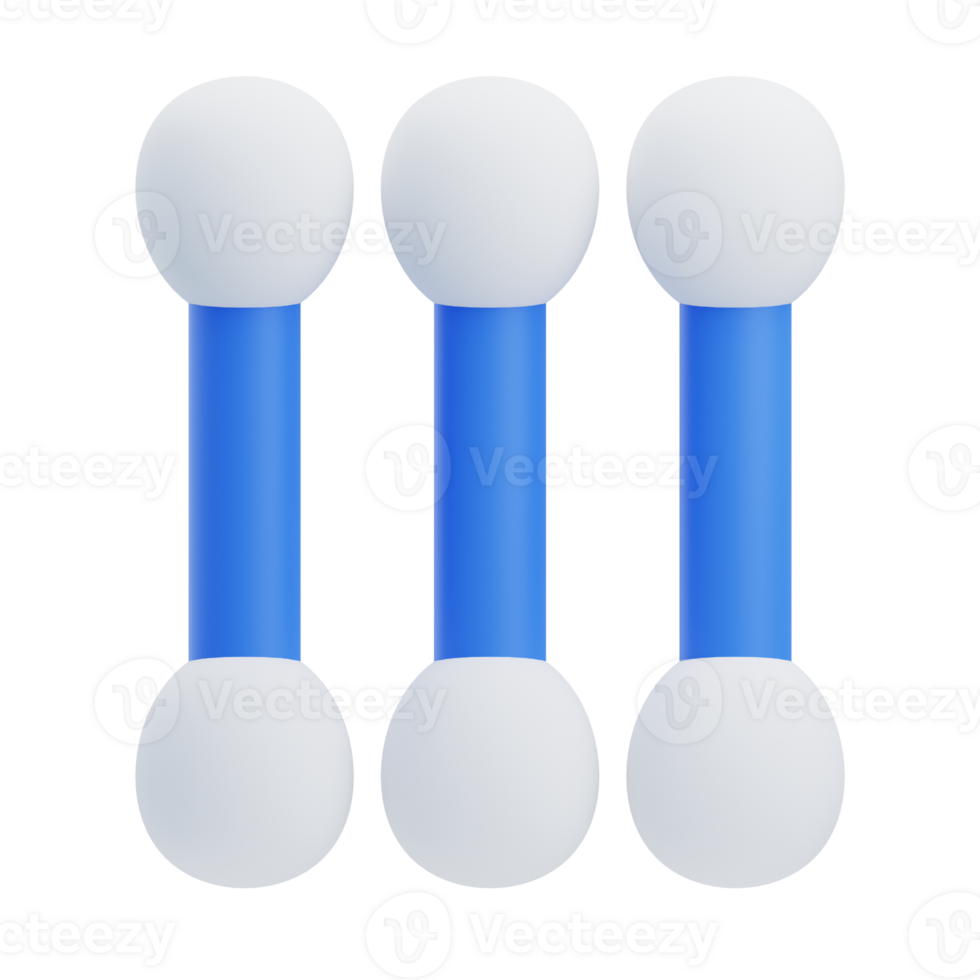 3D Blue and White Cotton Swabs png