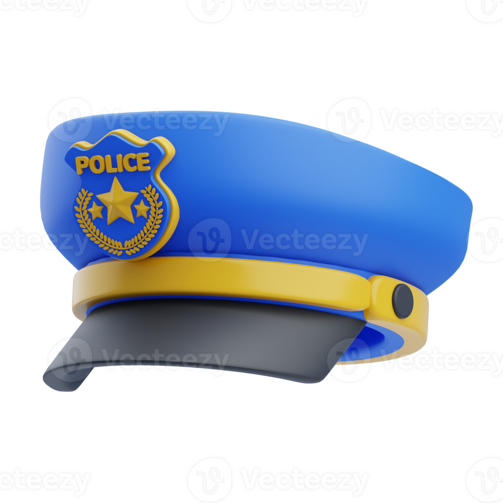 3D Blue Police Officer Hat Badge png
