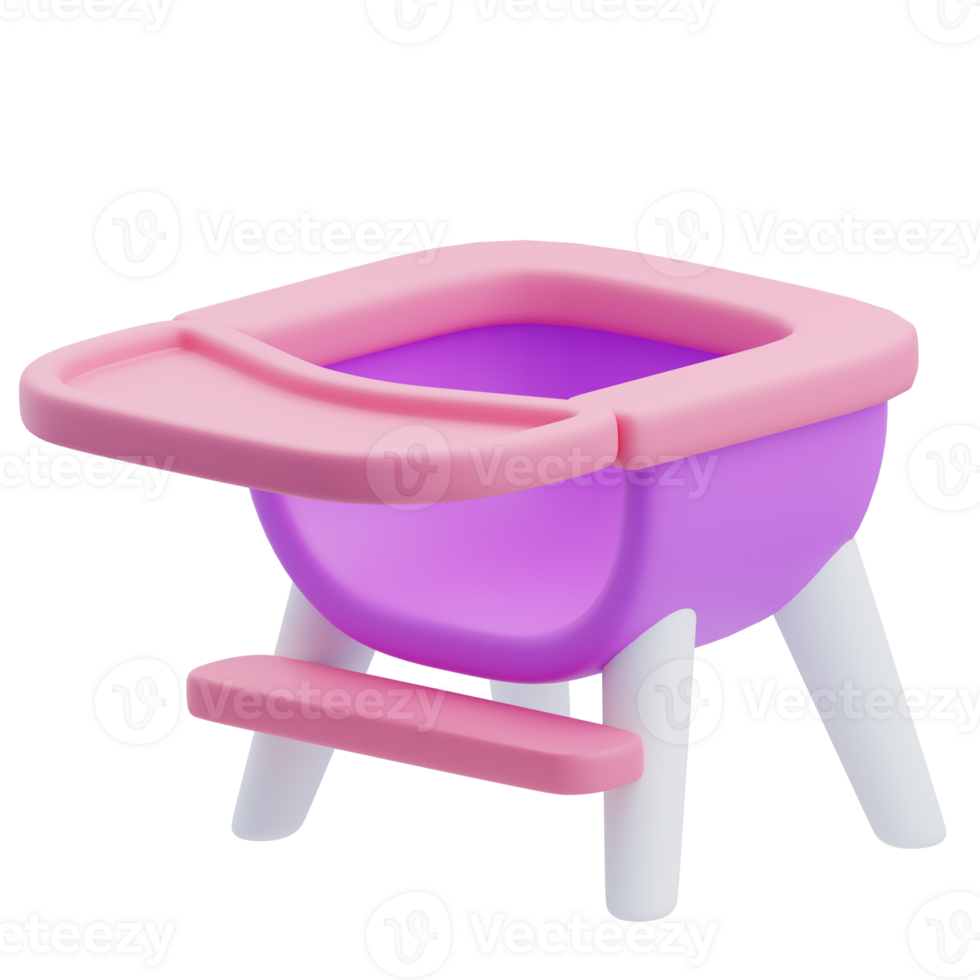 3D Baby Feeding High Chair Colorful png
