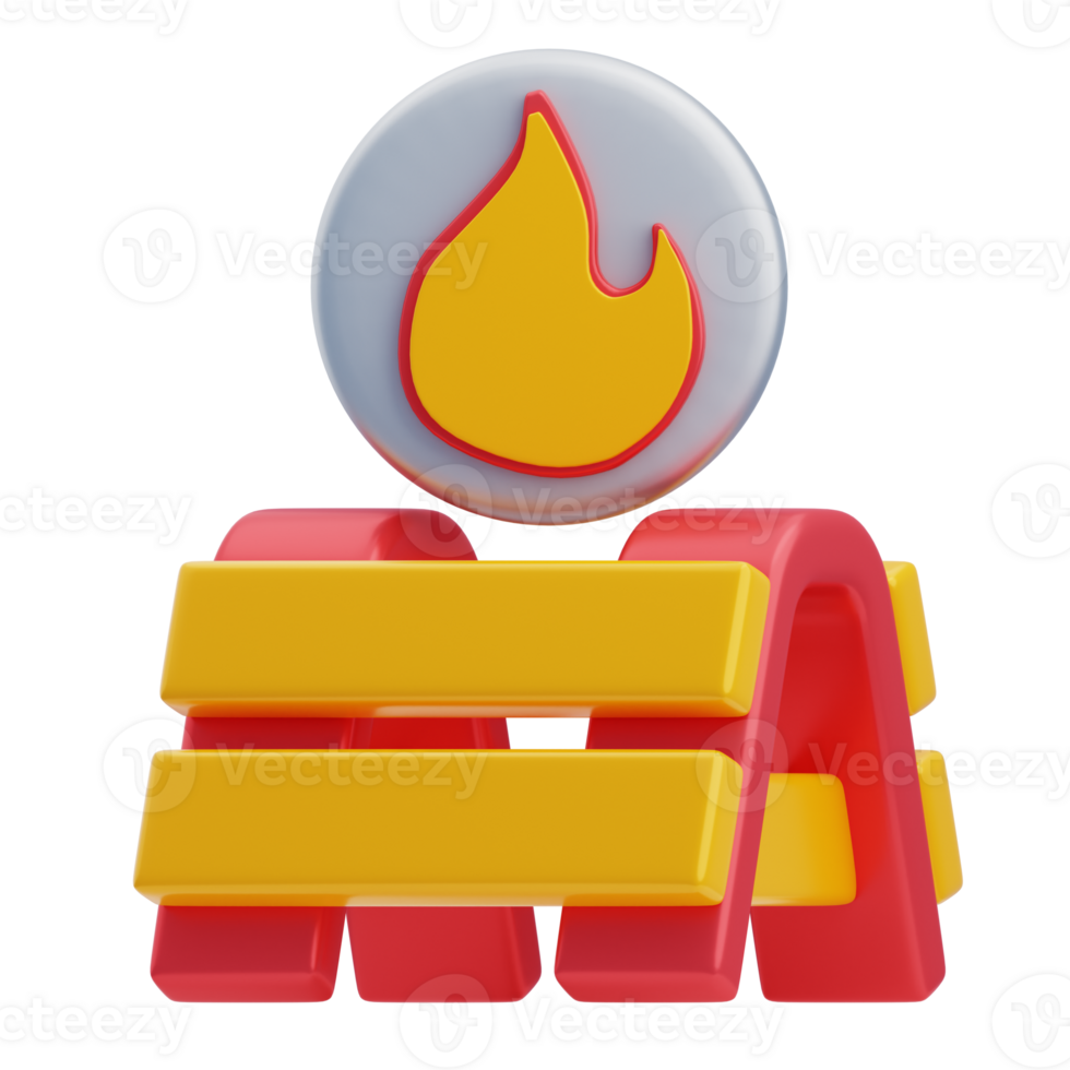 3D Firefighter Flame Barrier Realistic Icon png