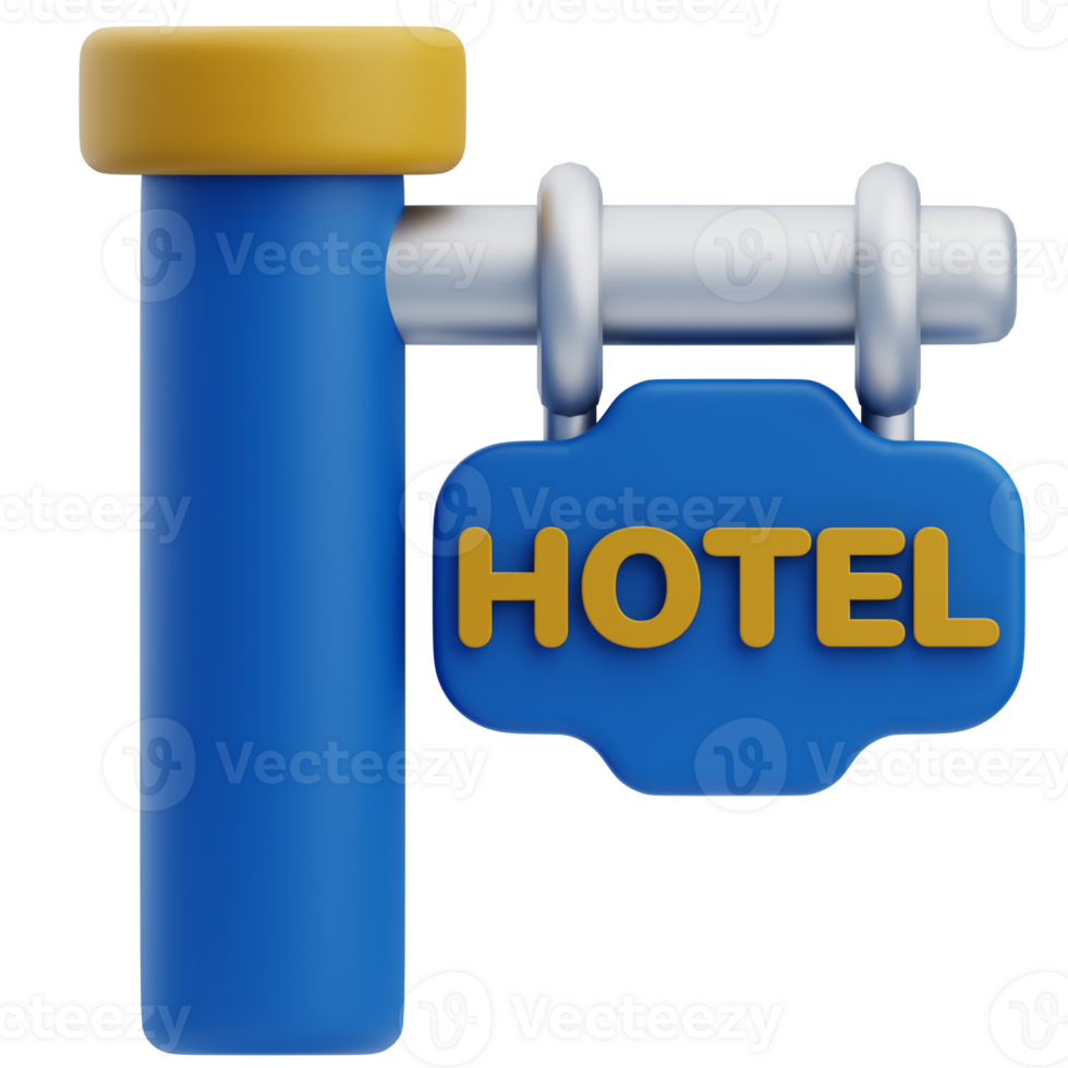 3D Hotel Sign Hanging On Pole png