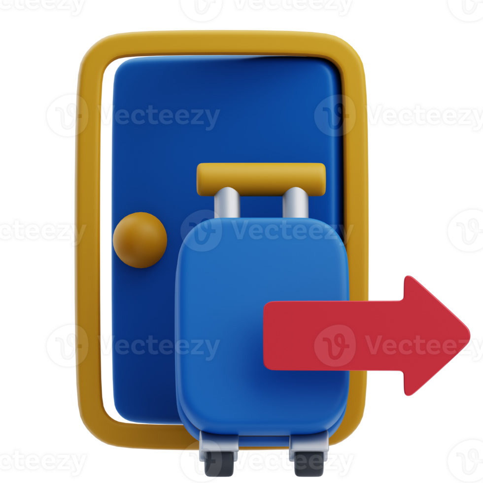 3D Hotel Check Out Icon With Luggage png