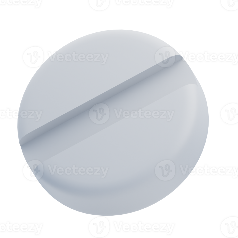 3D White Pharmaceutical Pill Tablet Render png
