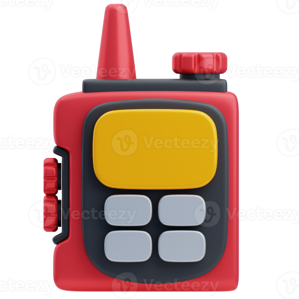 3D Firefighter Red Walkie Talkie Radio Device png