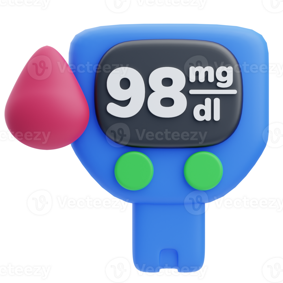 3D Glucometer Reading Blood Sugar Level png