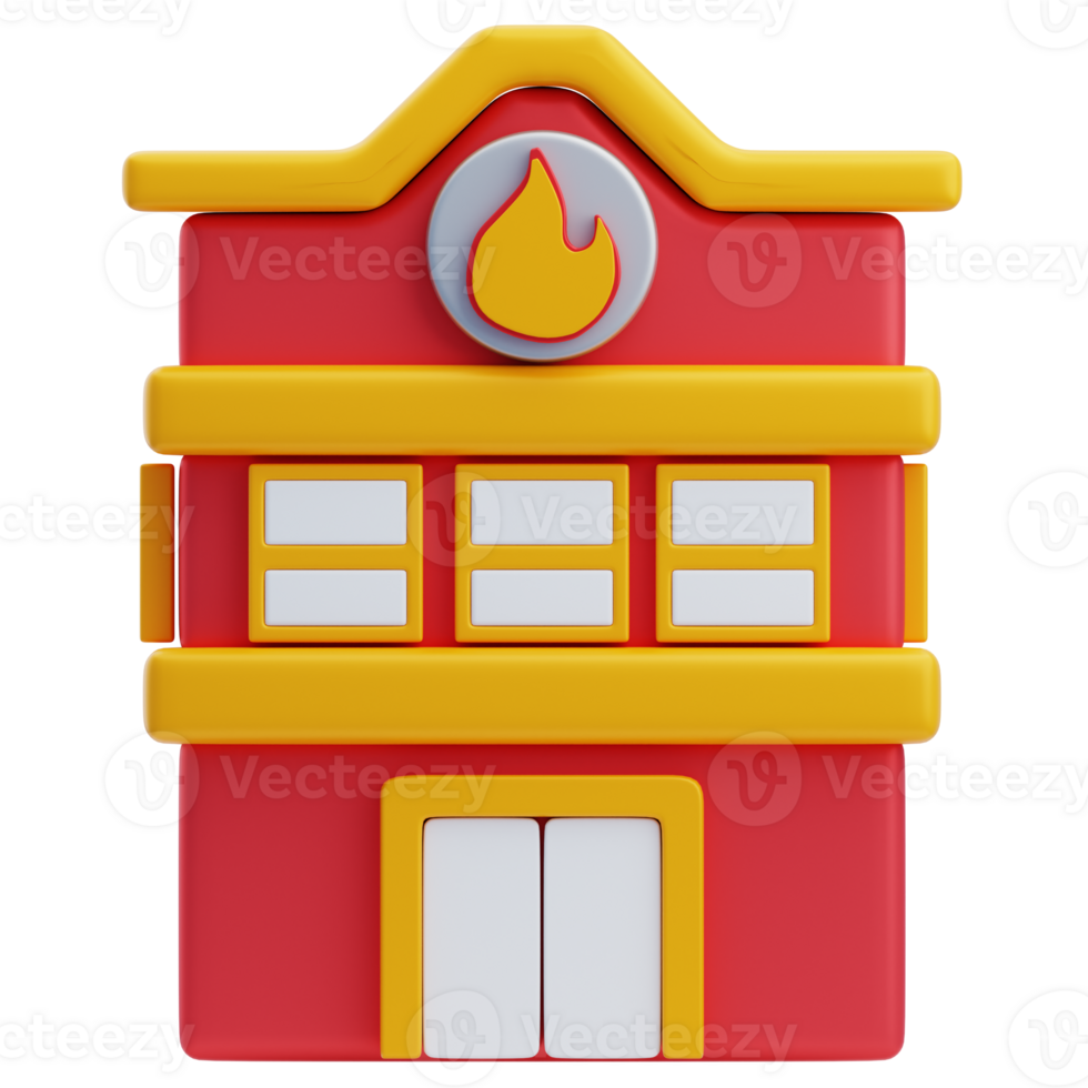 3D Firefighter Station Building Icon png