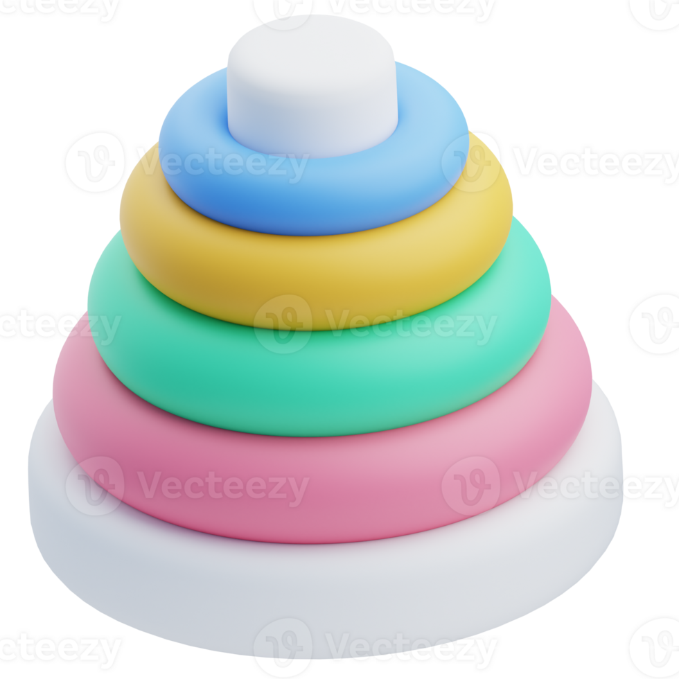3D Colorful Baby Stacking Rings Toy png