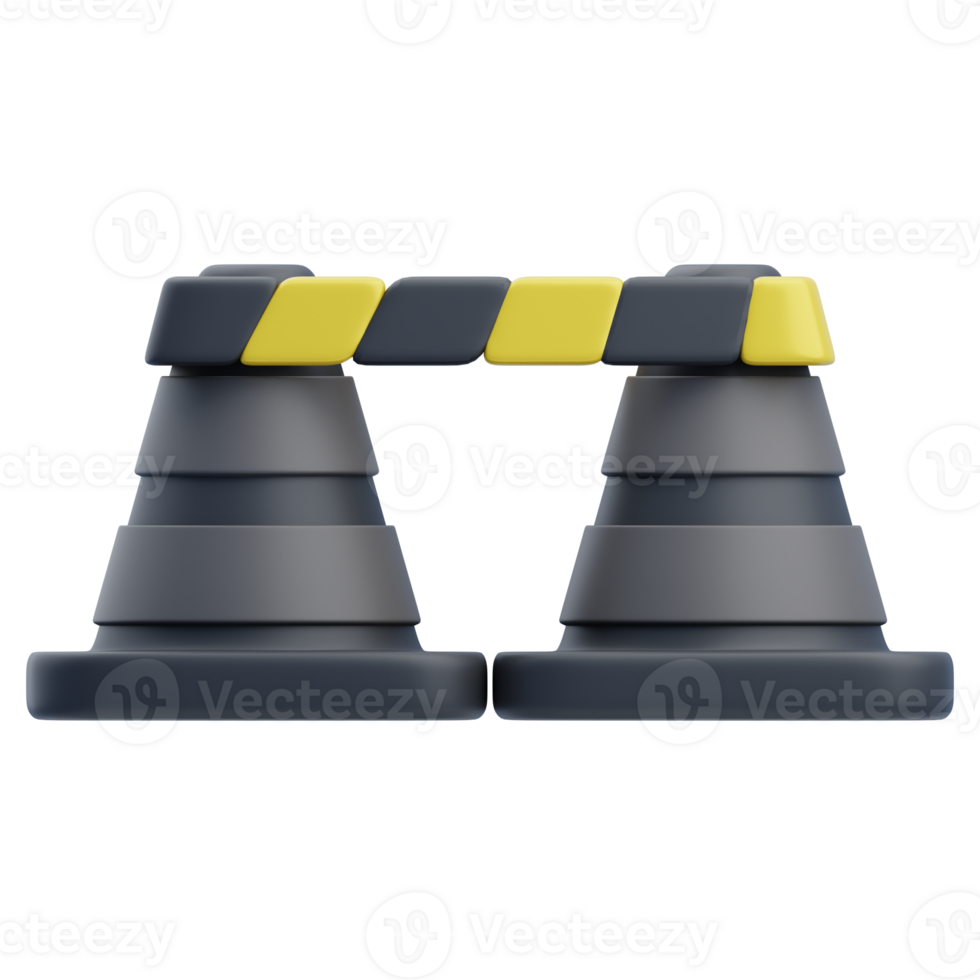 3D Police Traffic Cones with Barrier png
