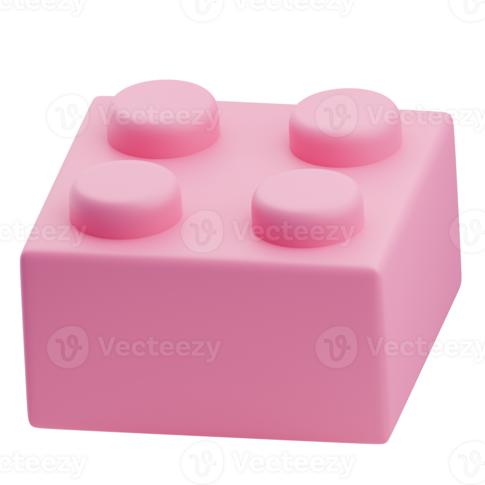 3D Pink Baby Building Block Toy png