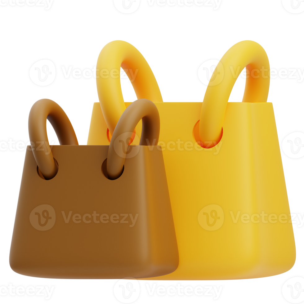 3D Colorful Grocery Shopping Bags Illustration png