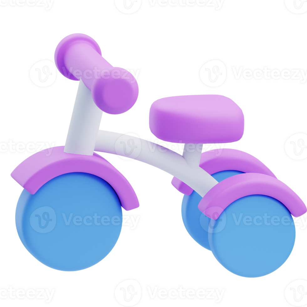 3D Colorful Baby Tricycle Toy Illustration png