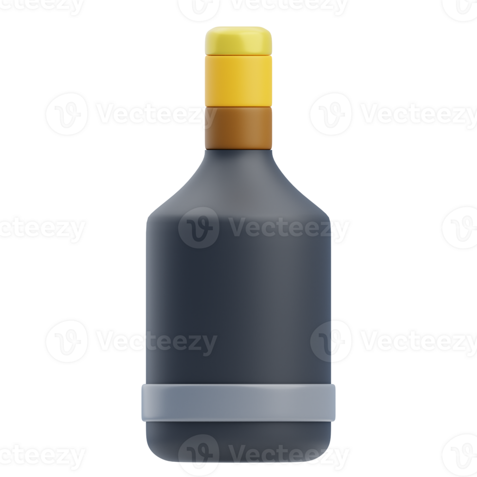3D Soy Sauce Bottle Grocery Illustration png
