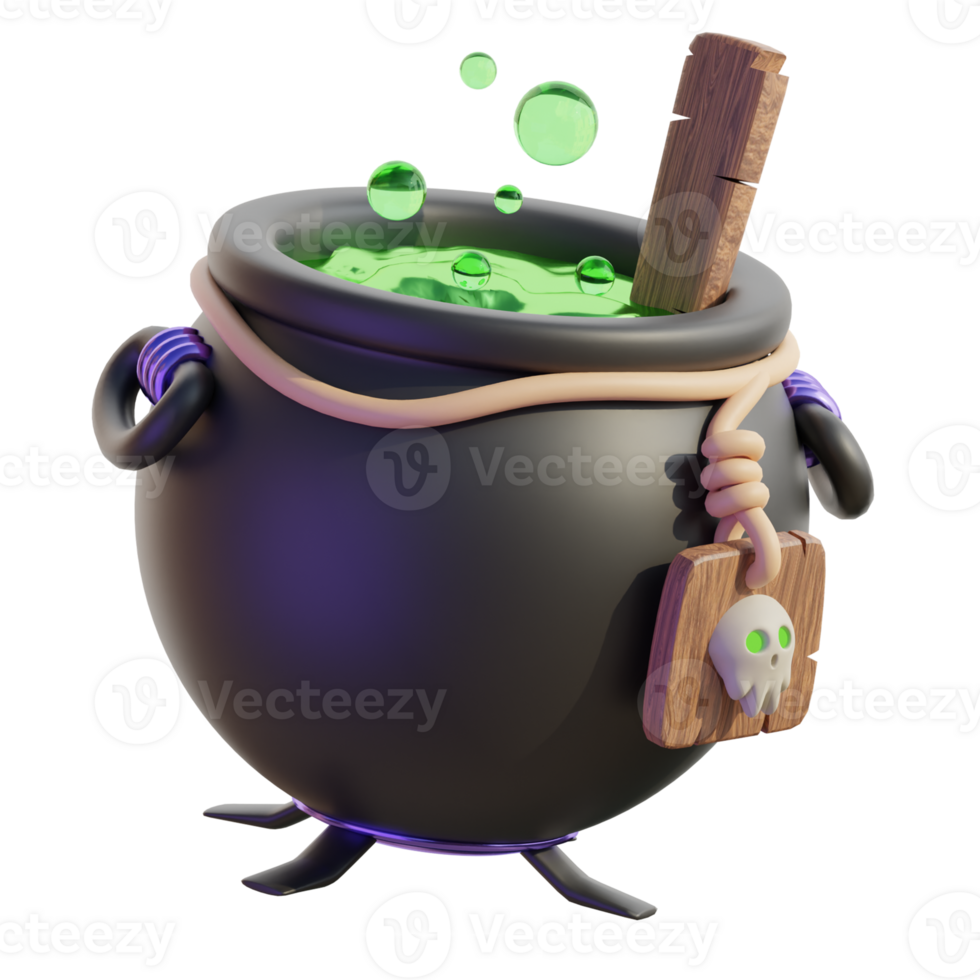 Enchanted 3D Witch's Cauldron With Elixir png