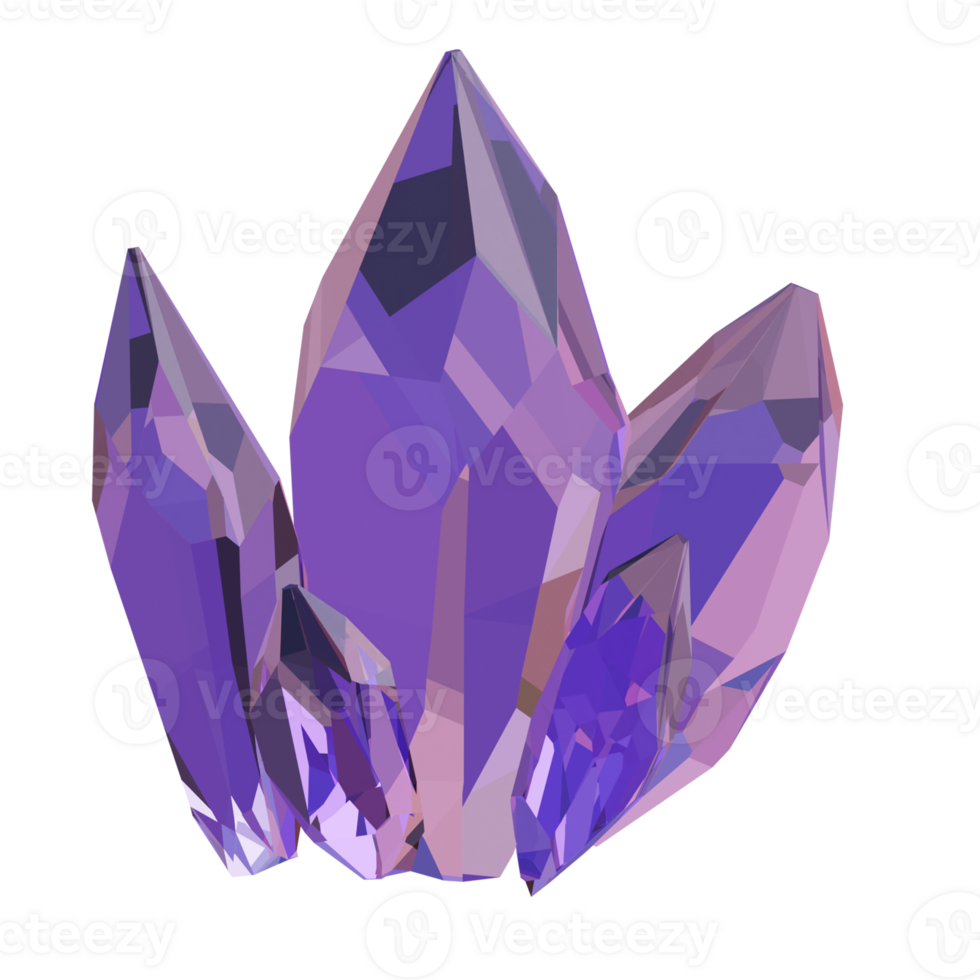 Mystic Amethyst Cluster 3D Fantasy Crystal Formation png