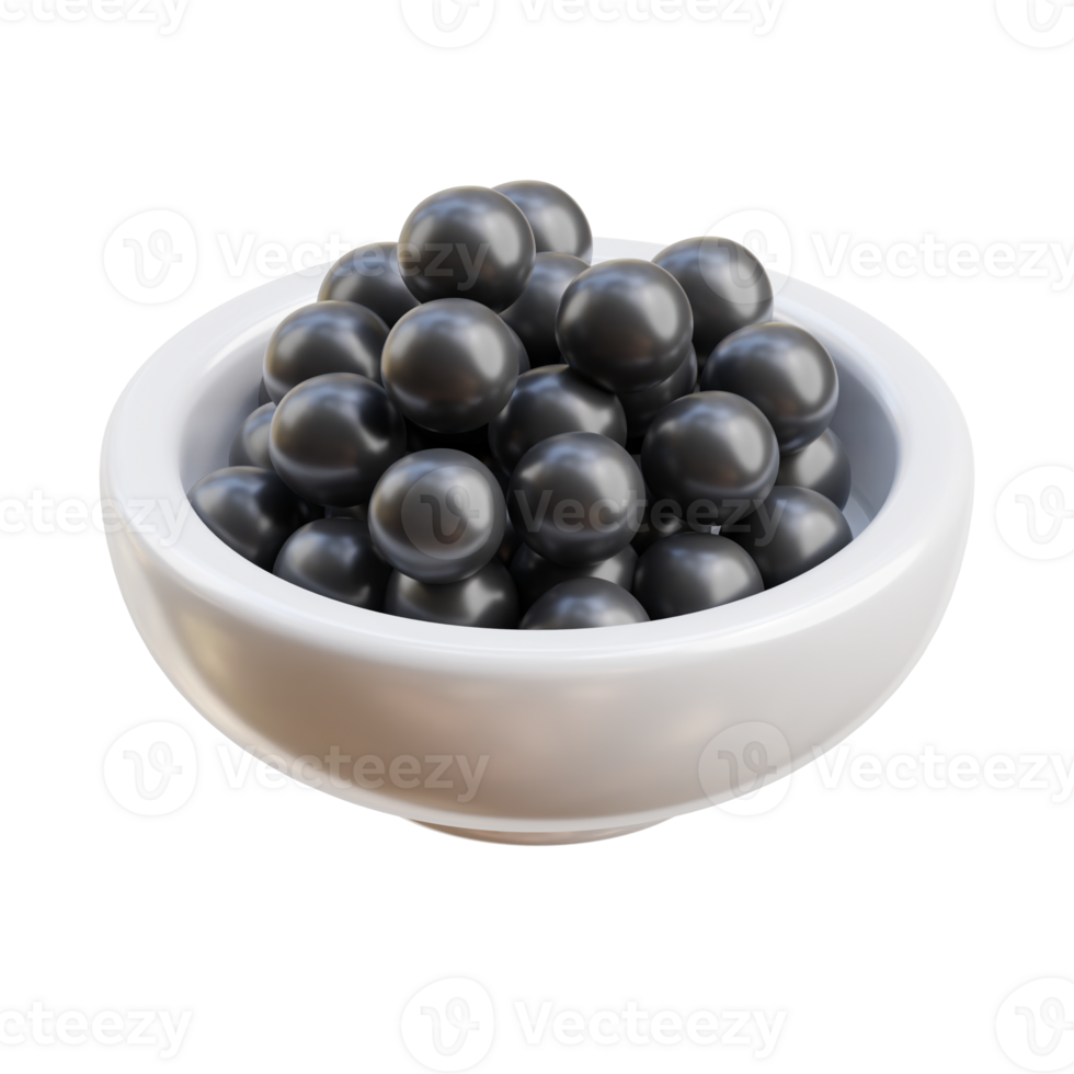 3D Black Caviar In White Bowl Russia png