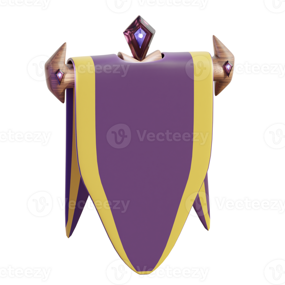3D Fantasy Guild Banner with Gemstone Decor png