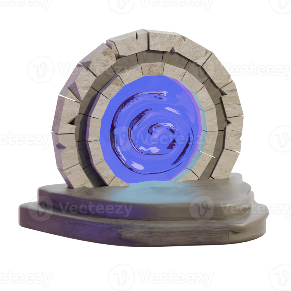 3D Fantasy Mystical Stone Portal Entrance png