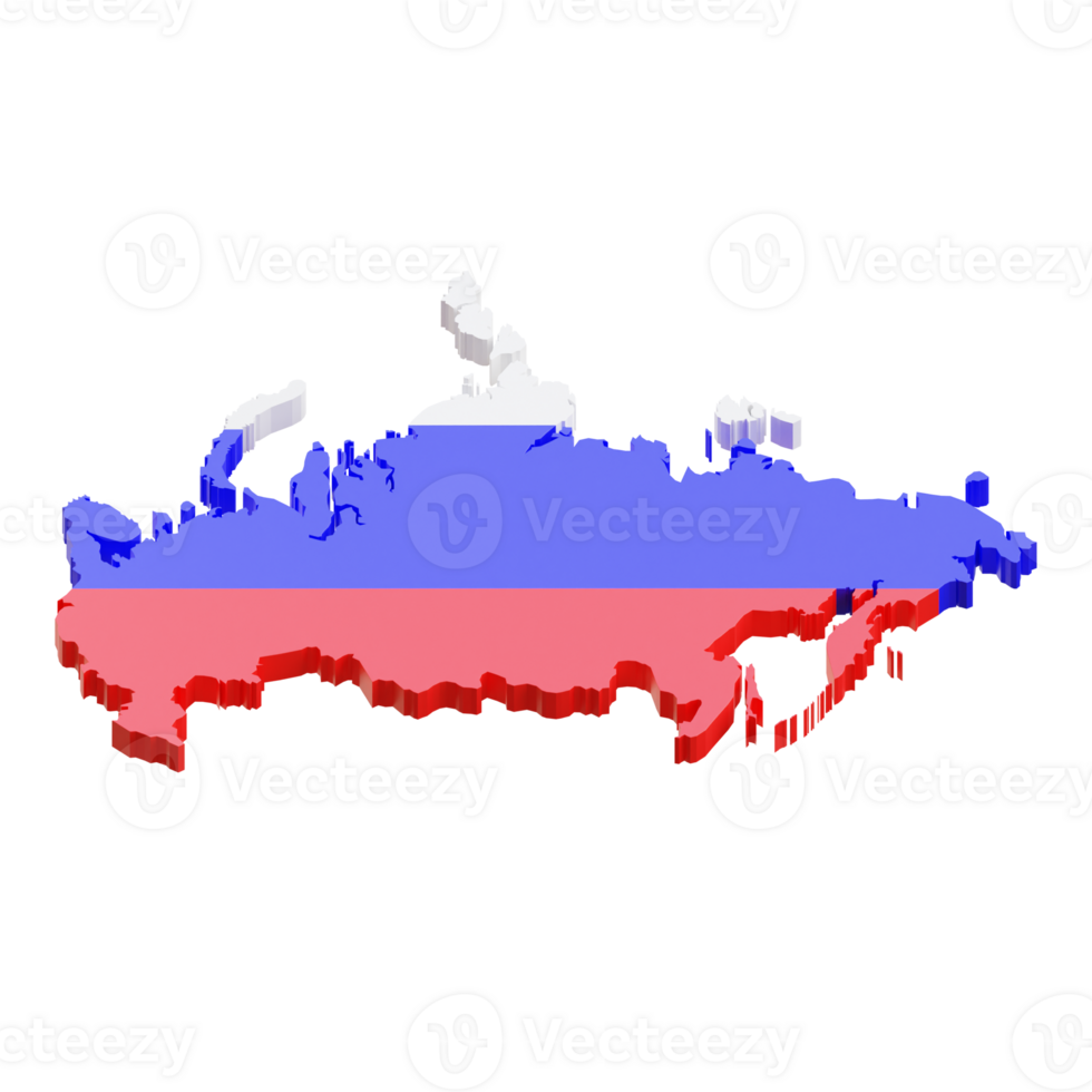 3D Map Of Russia With National Flag png