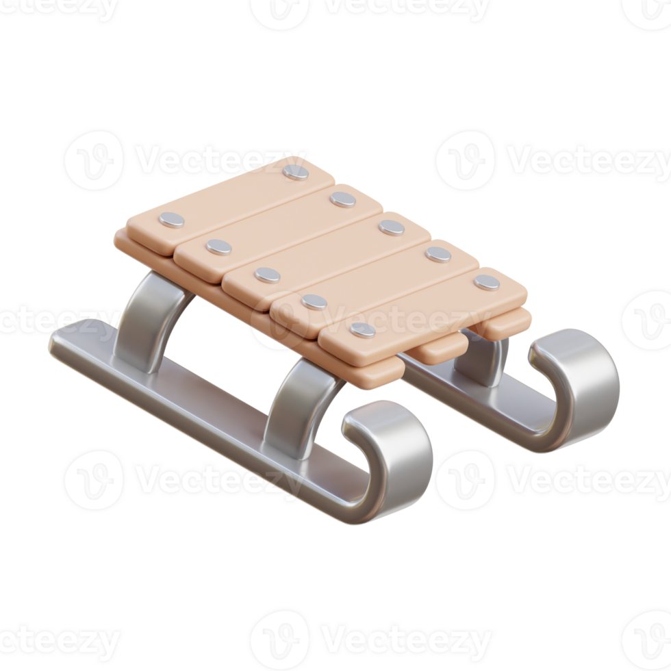 3D Wooden Russian Winter Sled Design png