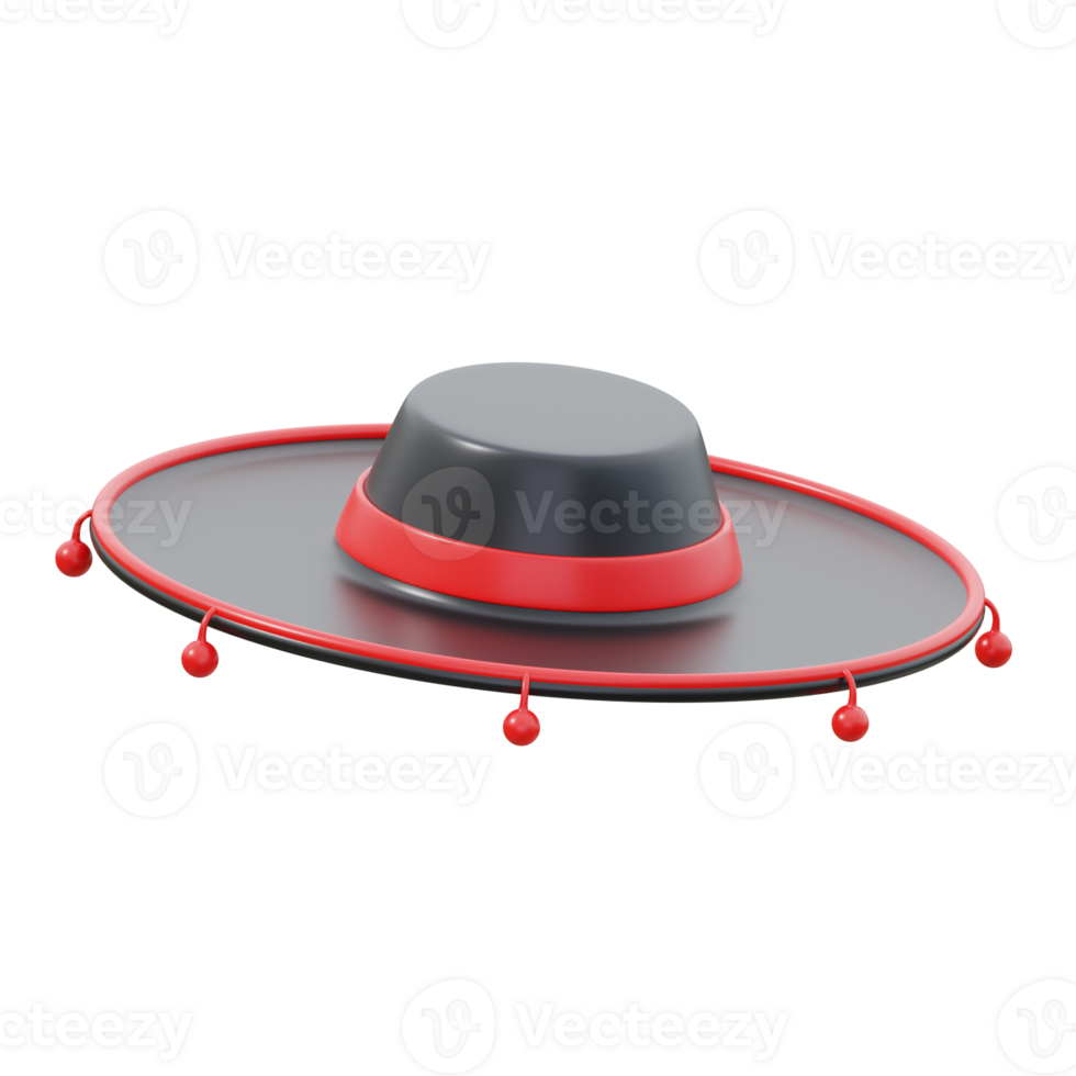 Traditional Spanish Flamenco Hat 3D Illustration png