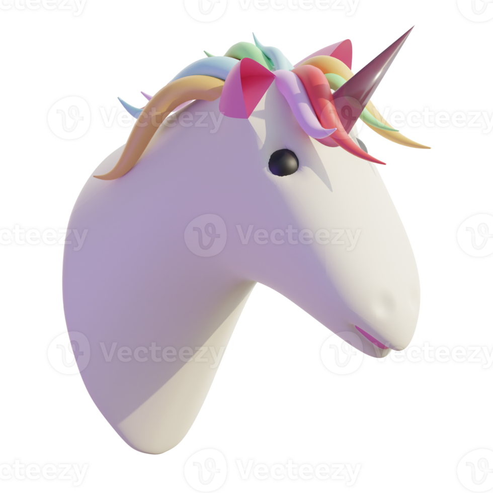 3D Fantasy Rainbow Unicorn Head Model png