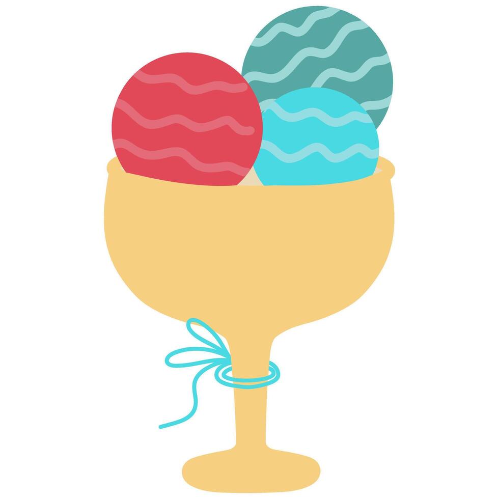 Ice cream balls in a glass illustration, colorful ice cream balls vector