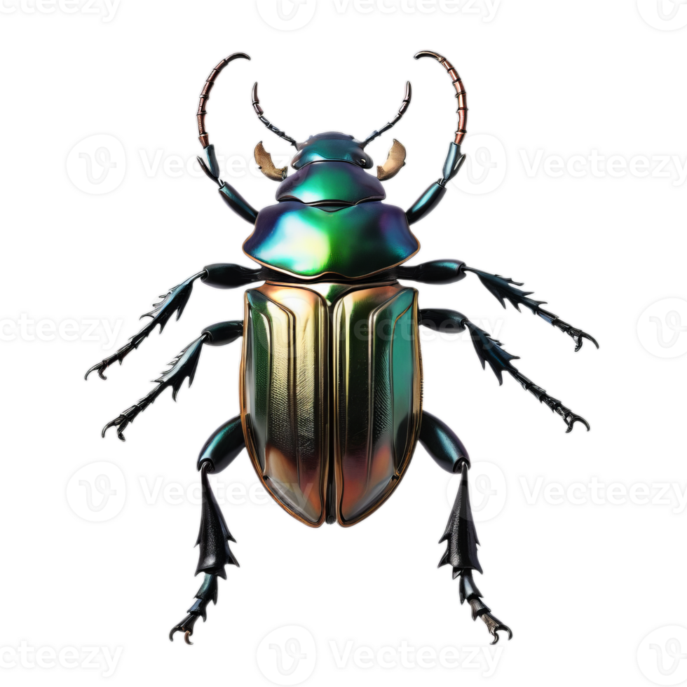 a beetle with green and black stripes on its back png