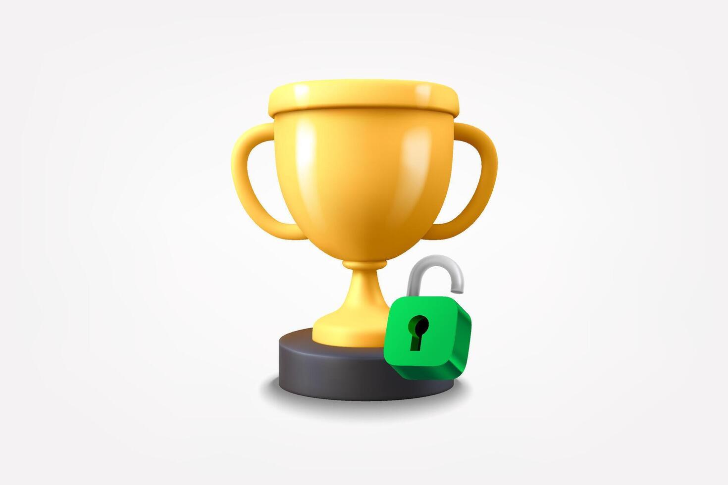 Unlock achievement concept. 3d icon isolated on white background vector