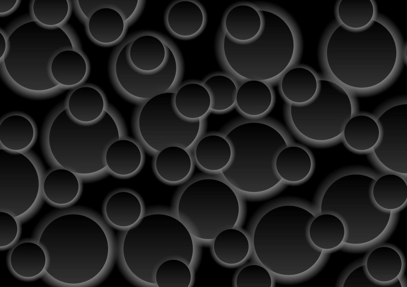 Abstract dark grey circles on black background vector