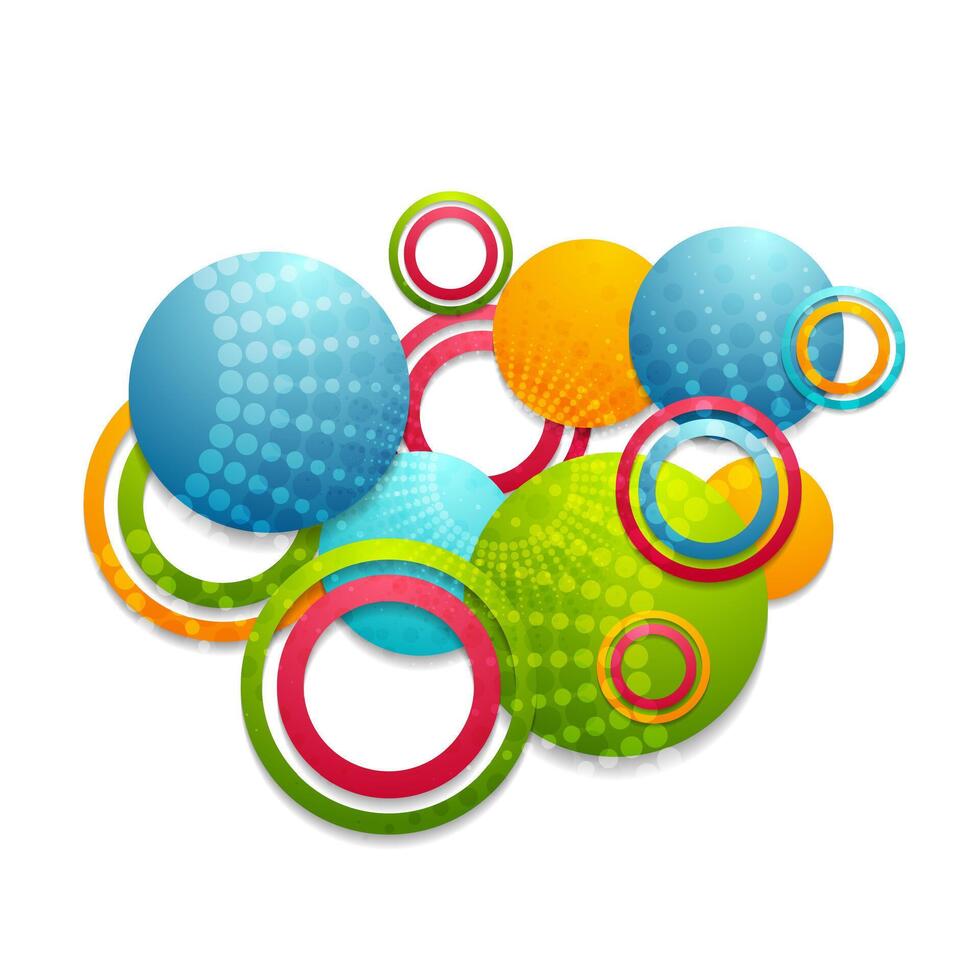 Colorful abstract rings and circles vector