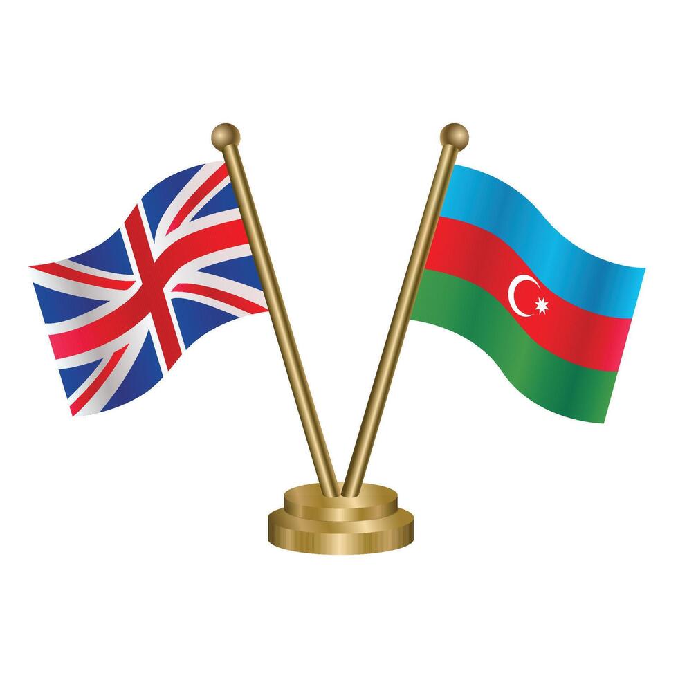 United Kingdom and Azerbaijan table flag. Illustration vector