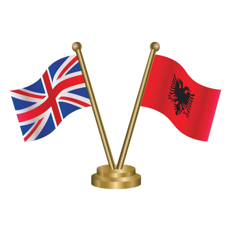 United Kingdom and Albania table flag. Illustration vector