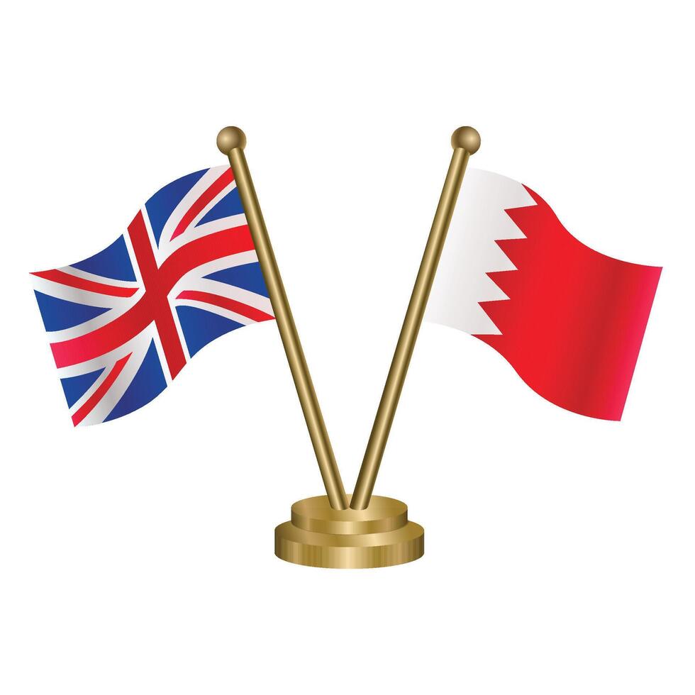 United Kingdom and Bahrain table flag. Illustration vector